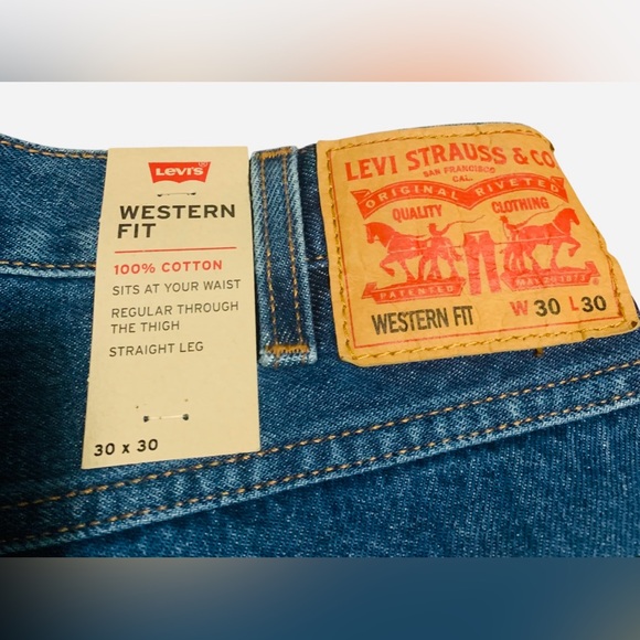 Levi's Western Fit Men's Dark Blue Relaxed Jeans. 100% Cotton - Picture 2 of 12